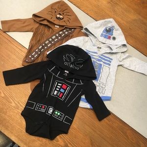 3-6 month Star Wars hooded onesie bundle